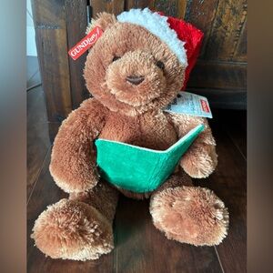 GUND Brown Teddy Bear Christmas Santa Reads T’was the Night Before Christmas NWT